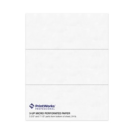 PrintWorks Professional 3 Part Perforated Paper 8.5” x 11” - Perfect For W-2, 1099, & Statement Use - Made in the USA - 2500 Sheets - 24 lb - Printer Compatible - White (04122C)