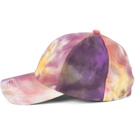styleBREAKER 04023082 Women's Baseball Cap with Batik Pattern, Unique Pattern, 6-Panel, Baseball Cap, Click & Snap Adjustable, Purple-Orange-Rose