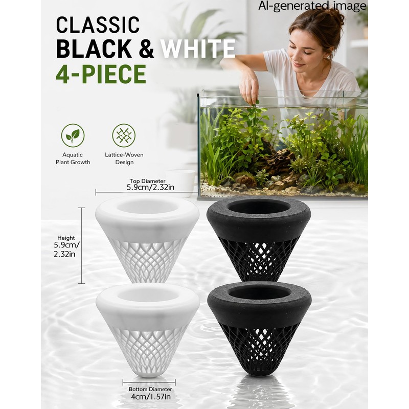 4 Pcs Plant Pot Floating Planter, Fish Tank Aquarium Plant