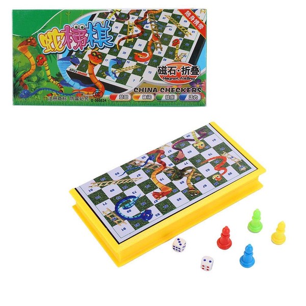 Board Game for Kids and Adults, Optional Animal Checker Aeroplane Chess Draughts International Chess Jump Draughts Gobang Travel Folding Sets Best Children (Snakes and Ladders)