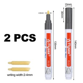 ZJCANGLIU Pack of 2 Grout Pens Grey, Tile Pen, Grey Tile Grout Pen, Grey Bathroom Waterproof, Tile Pen Grey, Quick-Drying, Waterproof, with 2 Replacement Tips (Dark Grey)