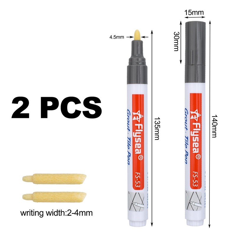 ZJCANGLIU Pack of 2 Grout Pens Grey, Tile Pen, Grey