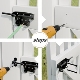 KABMOZ Slide Bolt Gate Latch,Wooden Fence Door Lock with Padlock Hole,Heavy Duty Hardware for Wooden Fence,shed Door,Yard Door,Barn Door,Outdoor Latch,Black (1, Black)