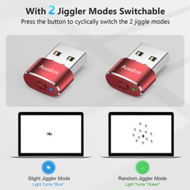 AUEDROT Mouse Jiggler Undetectable Metal USB Mouse Mover with Switch Button, Automatic Mini Mouse Shaker with 2 Jiggle Modes, Driver-Free, Plug and Play, Keep Computer/Laptop Awake, Orange, 2 PCS