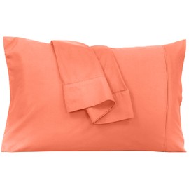Royale Linens Standard Pillowcase Set of 2 - Bed Pillow Cover - 20"x26" - Coral Pillowcases - 1800 Brushed Microfiber, Wrinkle & Fade Resistant - Soft & Cozy- Standard Size Pillow Case (STD, Coral)