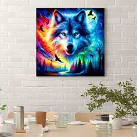5D Diamond Art Painting Kits for Adults-Wolf Diamond Art Kits for Beginners, Full Round Drill Gem Art Wolf Diamond Painting Kits for Adults for Home Wall Decor(13.8x13.8inch)