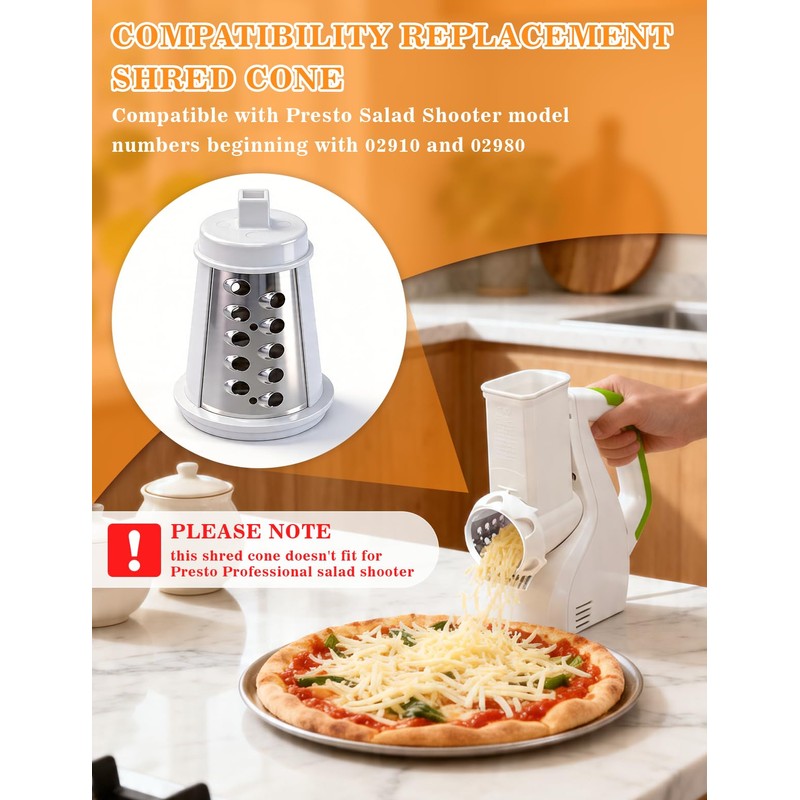 Shred Cone Replacement Compatible with Presto Salad Shooter 02910 &