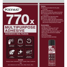 Polymat 770X MULTIPURPOSE SPRAY GLUE ADHESIVE HIGH TACK BONDS FABRICS TO WOOD