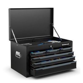 IRONMAX Small Tool Box, 24" Lockable Steel Toolbox with 6 Drawers & Top Tray, Heavy Duty Tool Chest Cabinet Storage Organizer for Garage, Workshop, Repair Shop, Warehouse (Black)