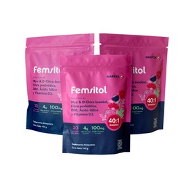 Myo y D-Chiro-Inositol Pack 3 x 150 g  Suplemento Alimenticio con Inositol, Vitamina D3, cido Flico y DIM, Relacin 401 para Mujeres                   