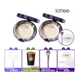 Lotteree 로트리 로사 센티폴리아 파우더 팩트 2개세트 ()후로킹 퍼프+휴대용 브러쉬 소 [21호] Lotree Rosa Centifolia Powder Pact 2-Set (Hufroking Puff + Portable Brush) [No. 21]