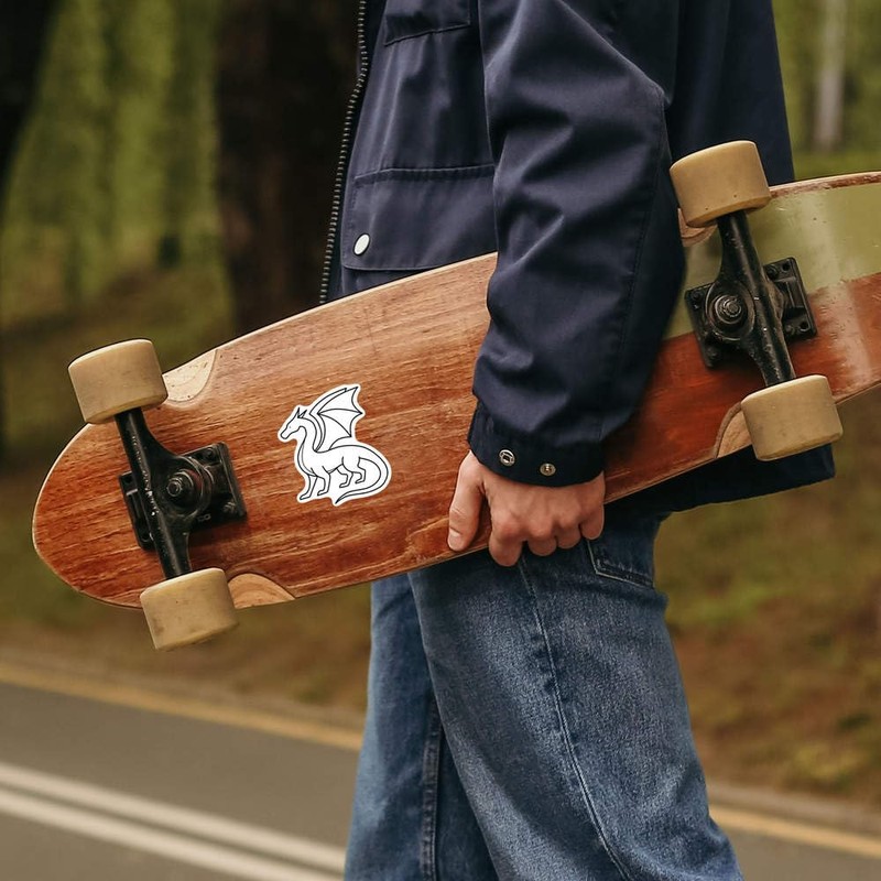 Medium 100mm 'Dragon Outline' Permanent Sticker Decal for Cars/Windows/Bins/Walls etc