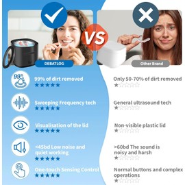 Ultrasonic Retainer Cleaner Machine for Denture: 180ML Sonic Cleaner Pod for Mouth Guard Aligner - Portable Dental Cleaning for Braces Night Guard (Black with Brush)