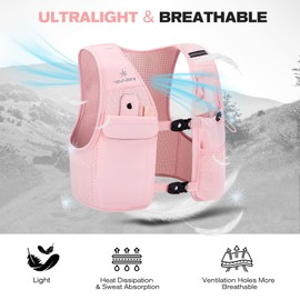 Running Vest for Women Men, Lightweight Breathable Hydration Vest with 500ml Soft Flask, Adjustable Reflective Running Vest with Pockets for Trail Running Hiking