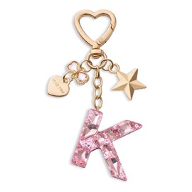 CHUQING Key Ring Letter K Pink Keyring Initial Letter with Letters for Girls Women