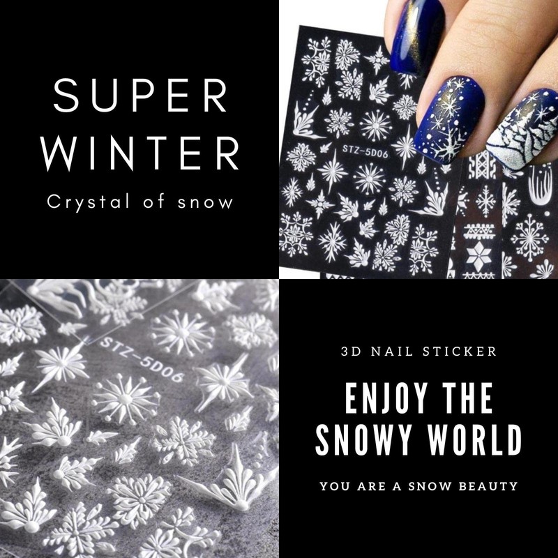 COLORBIRD Nail Sticker Christmas Parts, Snowflake, Cute, Snowflake, Snowflake, 3D
