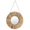 47th & Main Boho Beaded Round Wood Wall Mirror, 31-Inch