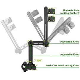 Urgown Heavy-Duty Golf Push Cart Umbrella Holder, Height-Adjustable, Windproof, Bump-Resistant, Universal Umbrella Rack for Mobility Scooter, Stroller, Bicycle, Wheelchair, Beach Chair