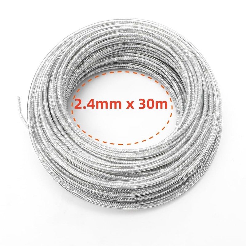 RANJIMA Trimmer Line 2.4 mm x 30 m, Steel Wire
