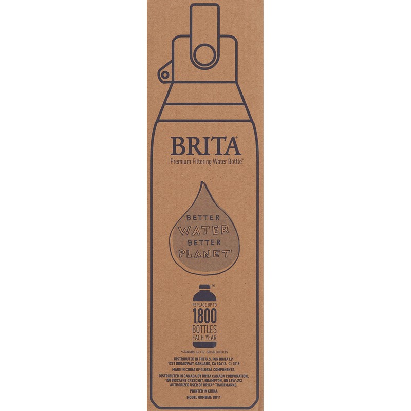 Brita Stainless Steel Water Filter Bottle, 20 Ounce, Carbon, 1