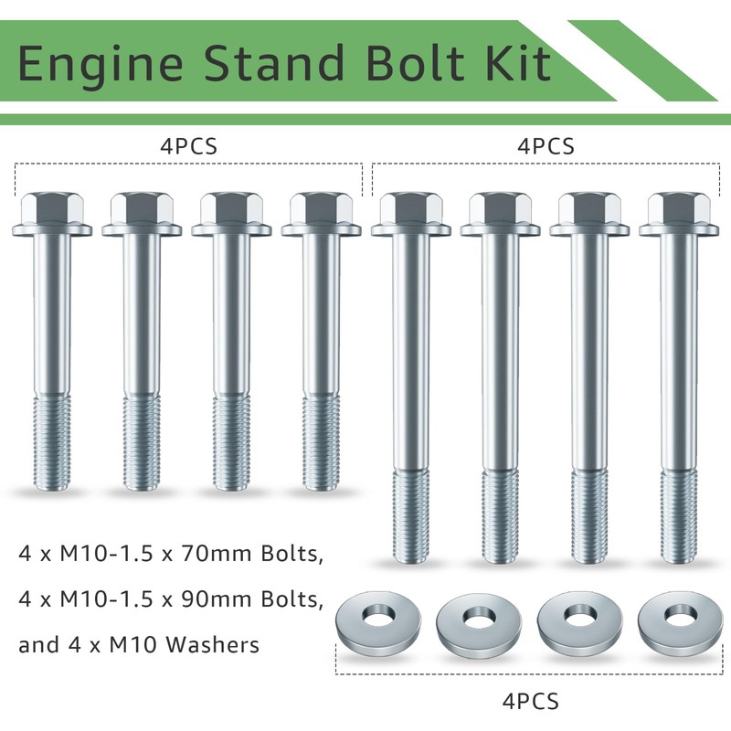 Wllead LS Engine Stand Bolt Kit, M10-1.5 Engine Stand Bolt
