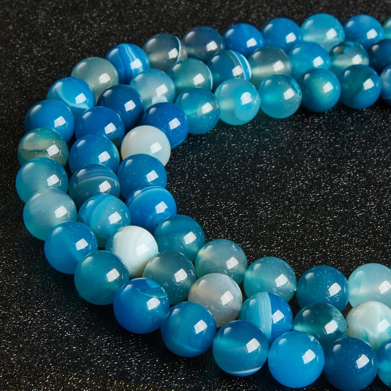 45 abalorio de ágata a rayas azules naturales de 8