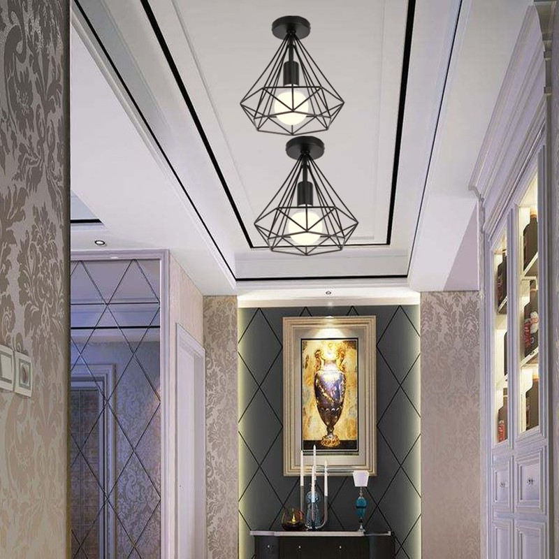 stoex Ceiling Light Industrial Retro 25cm in Shape Diamond Pendant