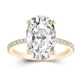 Effinny 3.5ct Elongated Oval Cut Moissanite Engagement Ring for Women,Genuine D Color VVS1 Clarity,925 Sterling Silver Solitaire Promise Ring for Wedding,Daily,Travel,Party (Yellow Gold, 6)