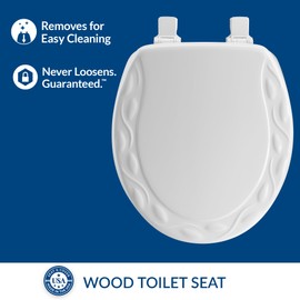 Mayfair 34EC 000 Ivy Sculptured Molded Wood Toilet Seat with Lift-Off Hinges, Round, White