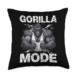 Gorilla Modes Fierce Animal Strength Throw Pillow