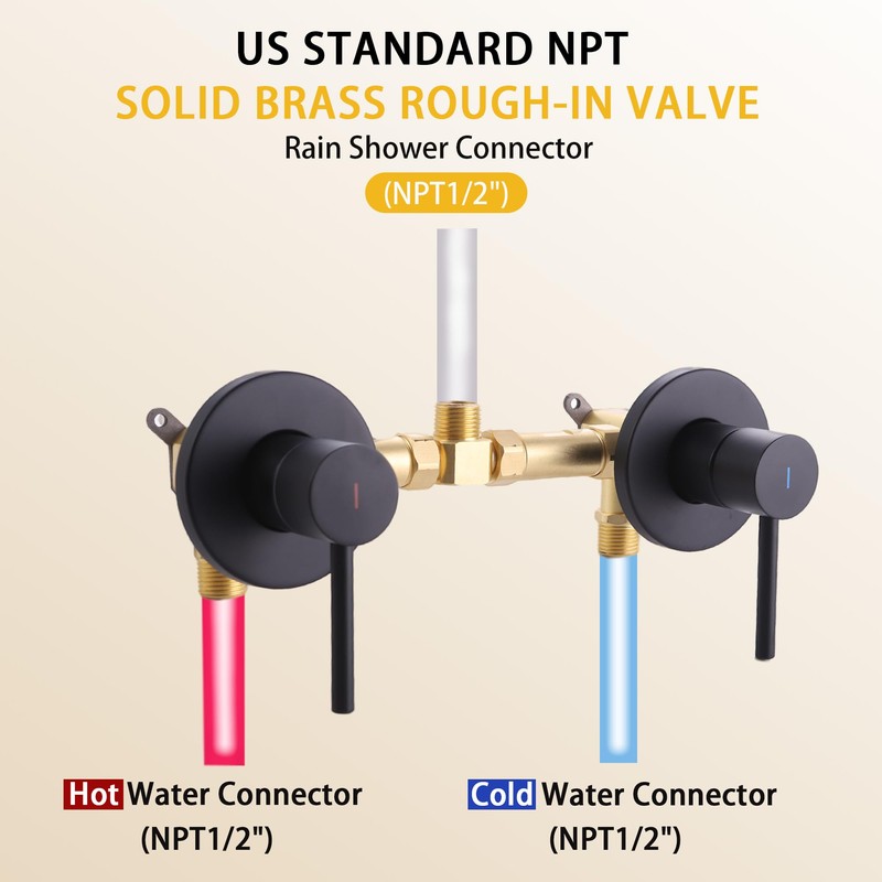 SUBEIXI 2 Handle Shower Faucet Wall Mounted Two Handles Shower
