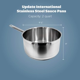 Update International SSP-2 Stainless Steel Sauce Pan with Cover, 2-Quart, silver