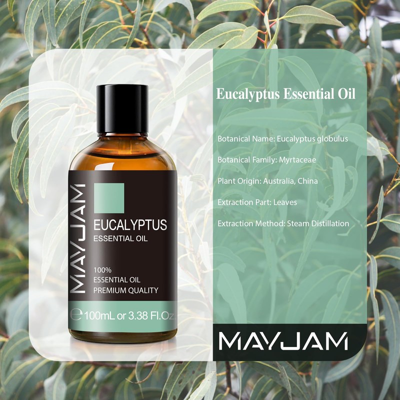 MAYJAM Essential Oil, Eucalyptus Aroma Oil, 3.38 fl oz (100