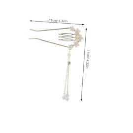 Healeved Elegant U Shaped Pearl Hairpin with Floral Tassels Lightweight Decorative Hair Comb for Women Bridal and Formal Events Vintage Style Wedding Prom Accessories