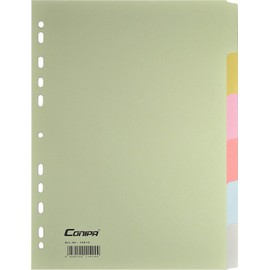 Conipa® - Set of 5 6 Colours Tab Index for DIN A4 Folders (Made in Germany) - Folder Index Sheets & Dividers Cardboard (Universal Punching) - Dividers & Dividers Files & Staplers (Green)