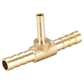 sourcing map Tee Brass Barb Fitting Reducer 3 Way, Fit Hose ID 6mm x 4mm x 6mm