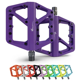 IMPALAPRO - Bike Pedals Nylon Fiber Selaed Bearing 9/16" - Non-Slip MTB pedals - Lightweight and Wide Flat Platform cycling Pedals for BMX Road MTB E-Bike (Purple)