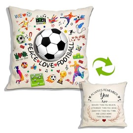 Double-Sided Cushion Covers Inspirational Football Gifts for Women Men Teens Birthday for Football Fans Players Coach Team Gift Dad Son Uncle Grandpa Friends Colleagues (football)