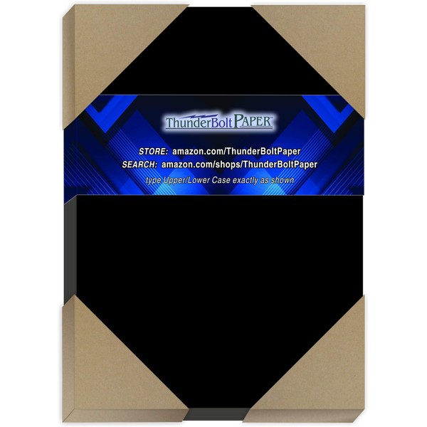 75 Dark Black Smooth Card/Cover Sheets - 5" X 7"
