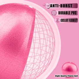 Mini Pilates Balls 9 Inches Small Exercise Ball Anti-Burst Non-Slip Stability w Inflatable Straw Ideal for Yoga Exercise Pilates Physical Therapy Stretching Core Fitness Pink