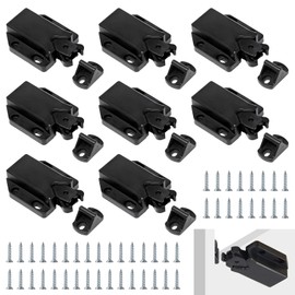 Keboyoe Pack of 8 Door Latch with Touch Release Push Catch with Screws Push to Open Door Opener Black Touch Release Catch Door Catch Set for Kitchen Wardrobes and Home Furniture