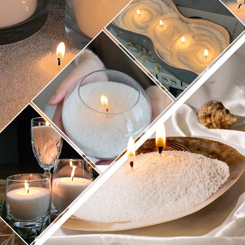 Niceme Snow Pearled Candles - 12Oz Customized Powdered Candle Sand
