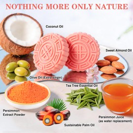 EKIVAO 6PCS Persimmon Soap Bar for Old People Smell, Handmade & Cold Processed Deodorizing Persimmon Soap for Body Odor Control Eliminating, Deodorant Soaps body wash for Men and Women