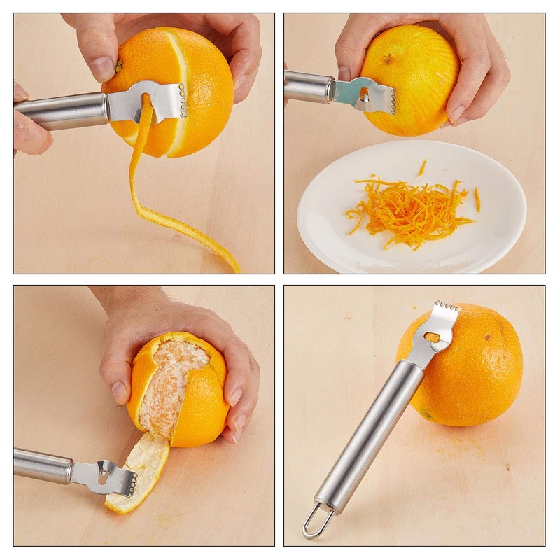 4 peladores de limón de acero inoxidable y naranja con