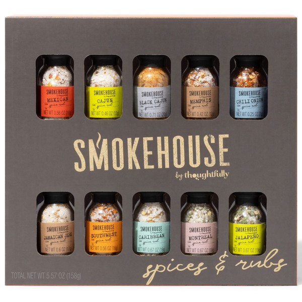 Smokehouse by Thoughfully Gourmet BBQ Spices Tasting Set - Gift Box with 10 Vegan Barbecue Spices & Dry Marinades