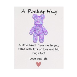 Pocket Bear Hug, Pocket Hug Emotional Support Gifts, Pocket Heart Anxiety Relief Gifts for Her, Comforting Gift for Son Daughter Back to School, for Mum (Purple)