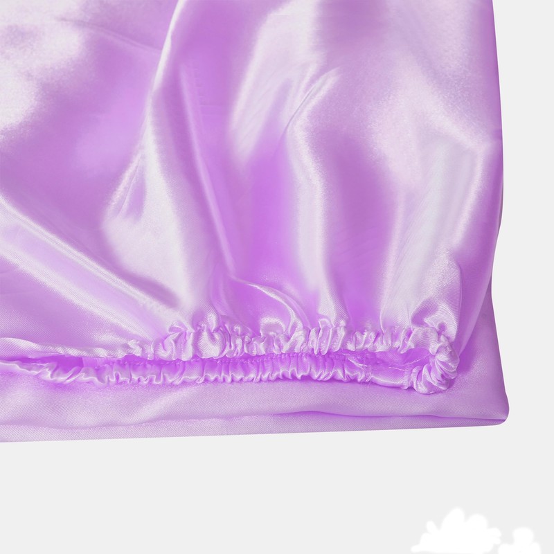 ROOEE Satin Silk Fitted Sheet with Pillowcase Set Breathable Soft