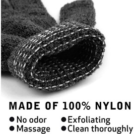 6 pares de guantes exfoliantes – Guantes de lavado negro premium para baño o ducha – Accesorios de exfoliación de spa de lujo para masaje de spa de belleza, apto para hombres y mujeres
