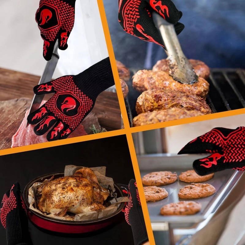 Versatile 1472°F Heat Resistant Gloves - Essential for BBQ, Cooking