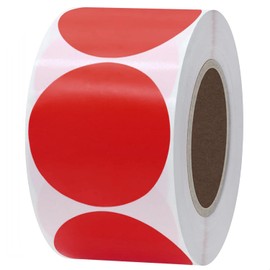 Color Label Stickers, Red, Round, 2.0 inches (50 mm), 500 Sheets, Large Capacity, Round Seal, Round Stickers, Roll, Office Supplies, Large Size, Maru Seal, 2.0 inches (5 cm), Red